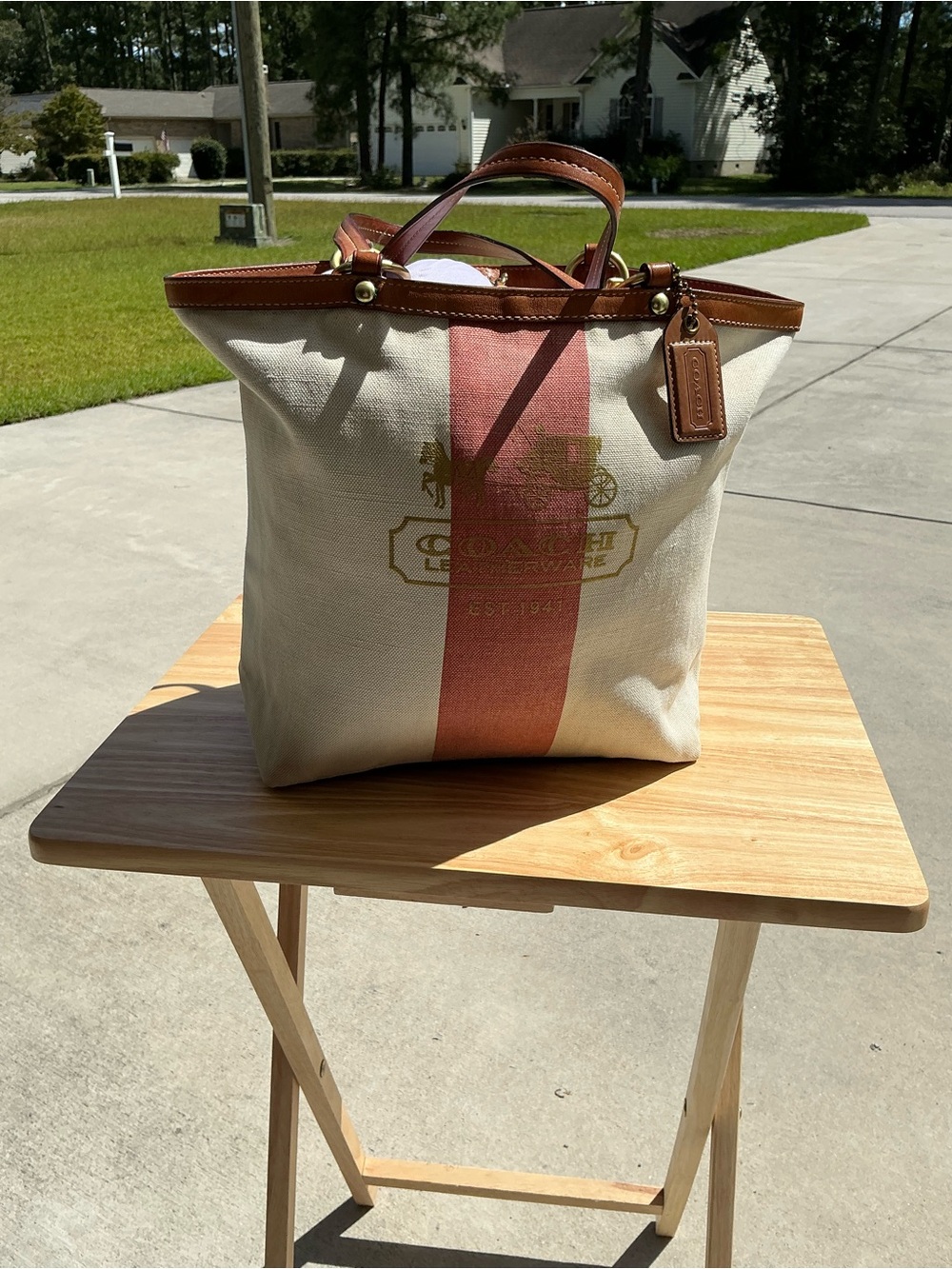 Coach Heritage Stripe Canvas Tote J0769-11535